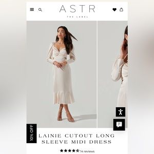 ASTR THE LABEL LAINIE CUTOUT LONG SLEEVE MIDI DRESS